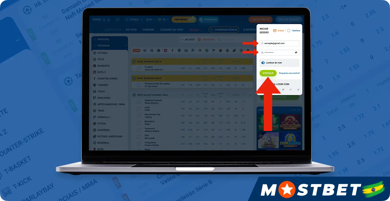Connectez-vous à votre compte Mostbet pour commencer à parier