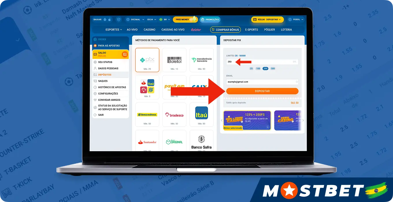 Alimentez votre compte Mostbet pour pouvoir placer un pari